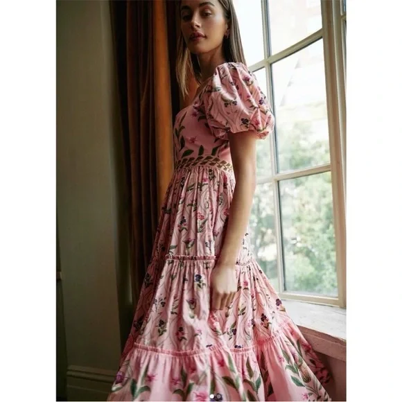 Agua by Agua Bendita Pacifico Pink Midi Dress Size Small - Picture 3 of 4